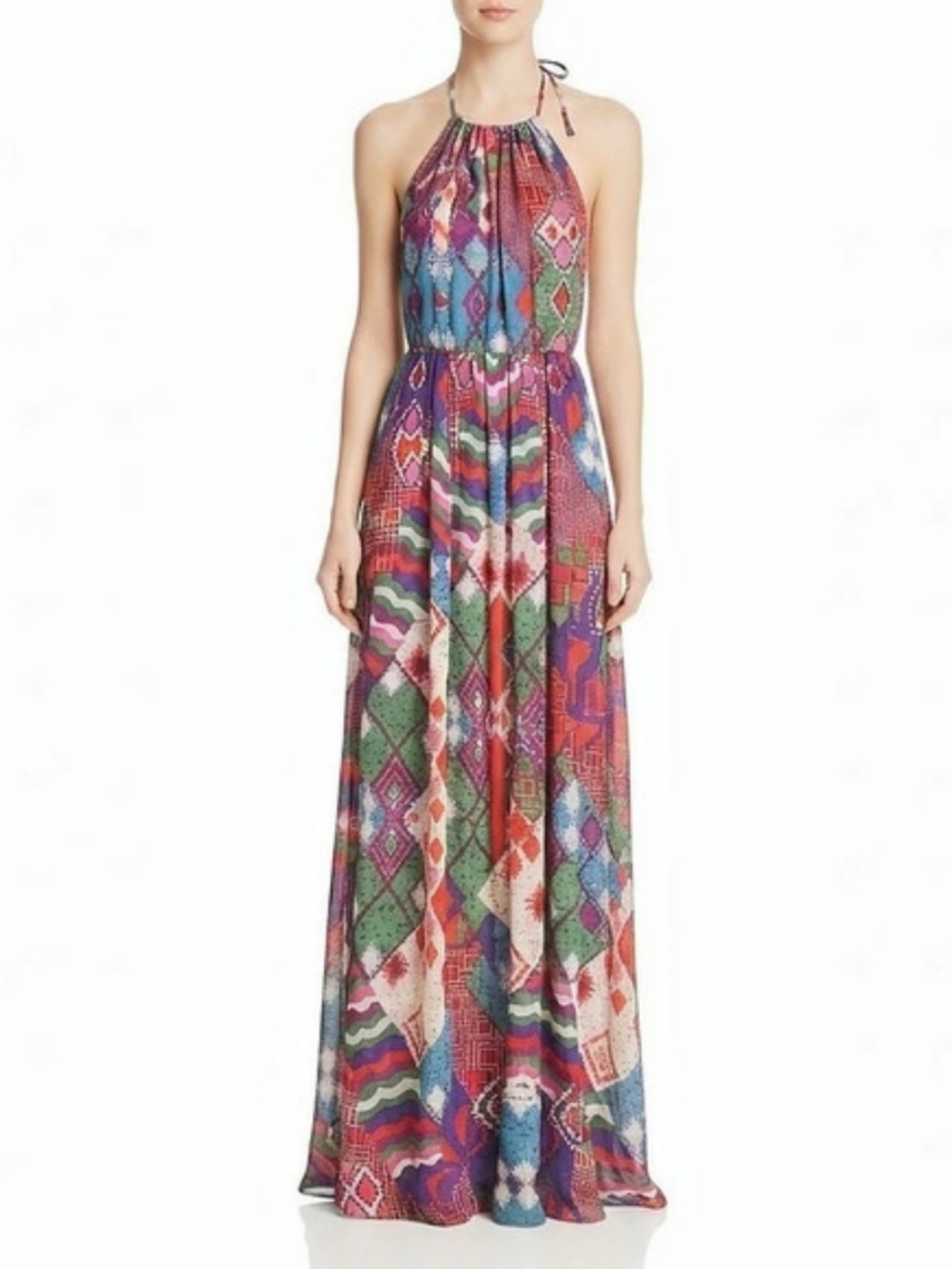 Maeve Geometric Halter Multicolour Maxi Dress Size 2
